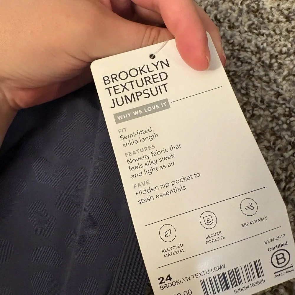 Athleta NWT Brooklyn Textured Jumpsuit Plus Size 24 Sleeveless Navy Blue Leopard - Picture 7 of 12